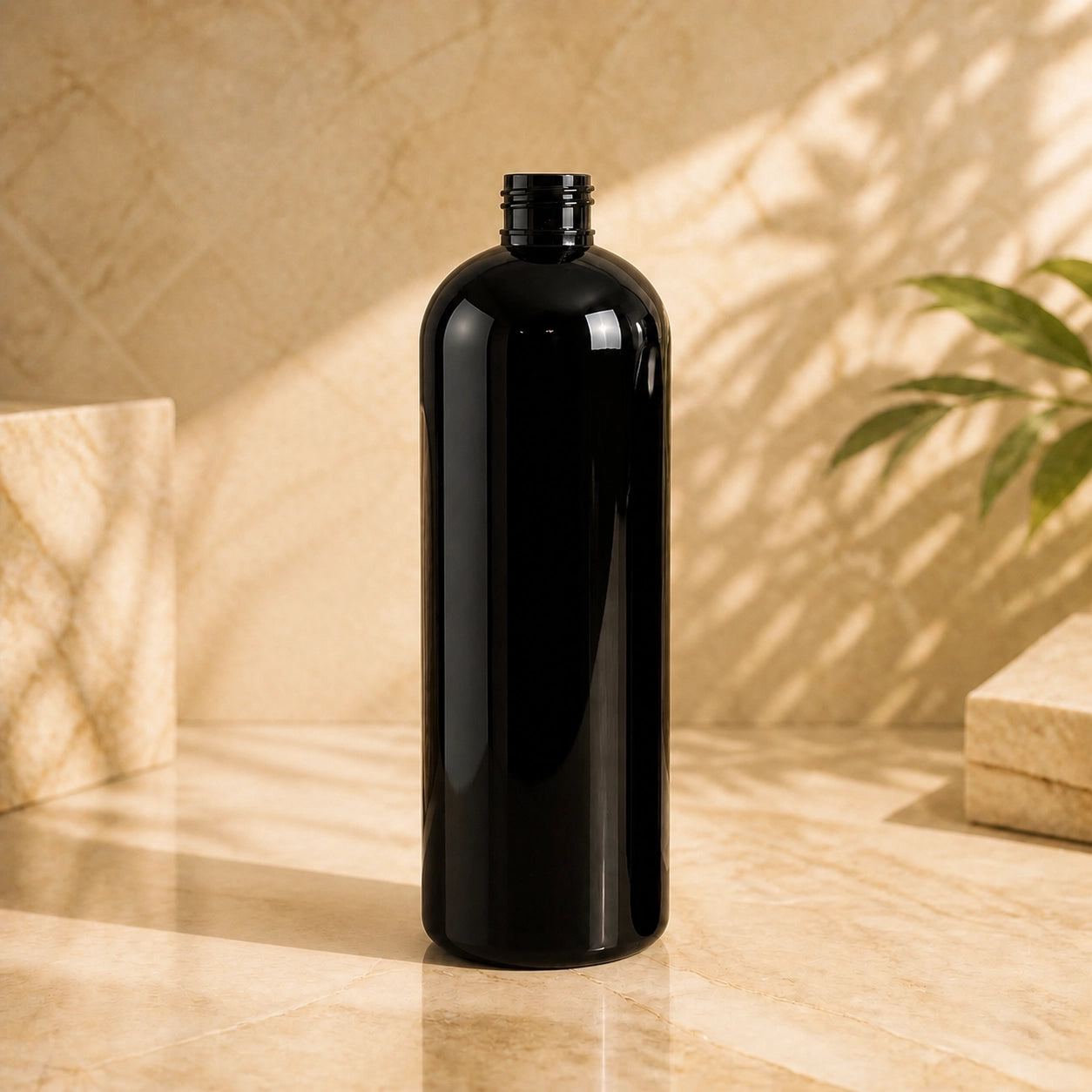120ml black cosmo round bottle PET (20-410)
