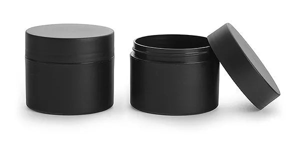 8oz black plastic jar PET straight sided with induction seal black lid