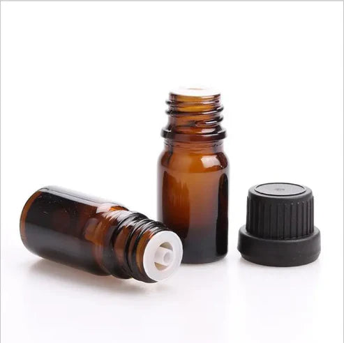 10ml Glass Essential Oil Bottle / Smoky Black Bottle with Cap and Dropper Plug