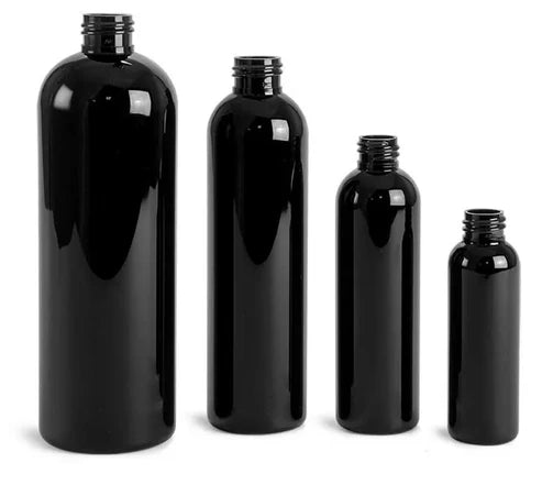 120ml black cosmo round bottle PET (20-410)