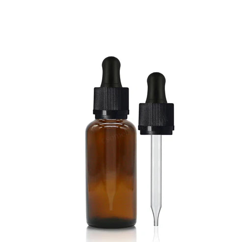 30mL amber glass bottle with child-proof dropper