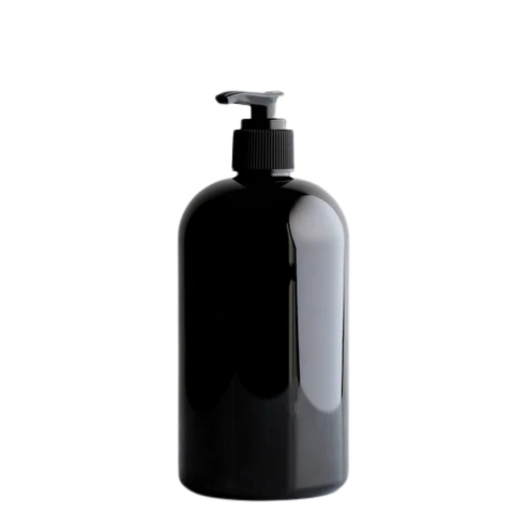 60ml black boston round bottle PET (24-410)