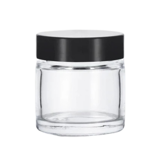 1oz Clear Glass Thick Wall Cosmetic Jar with Liner and Lip Brush