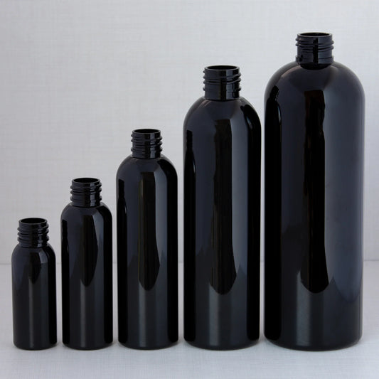 500ml black boston round bottle PET (24-410)