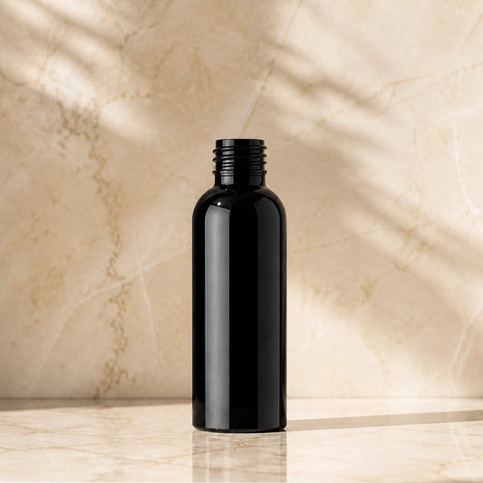 60ml black cosmo round bottle PET (20-410)