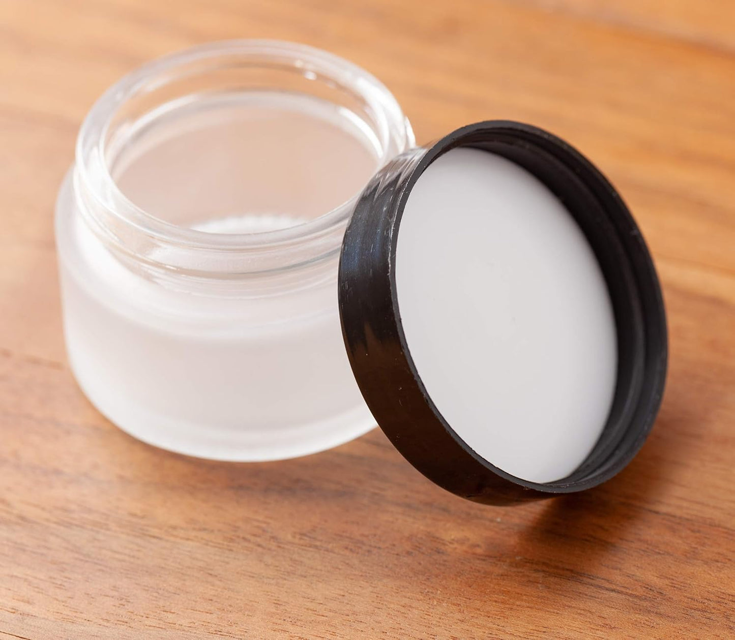 1oz Clear Glass Thick Wall Cosmetic Jar with Liner and Lip Brush