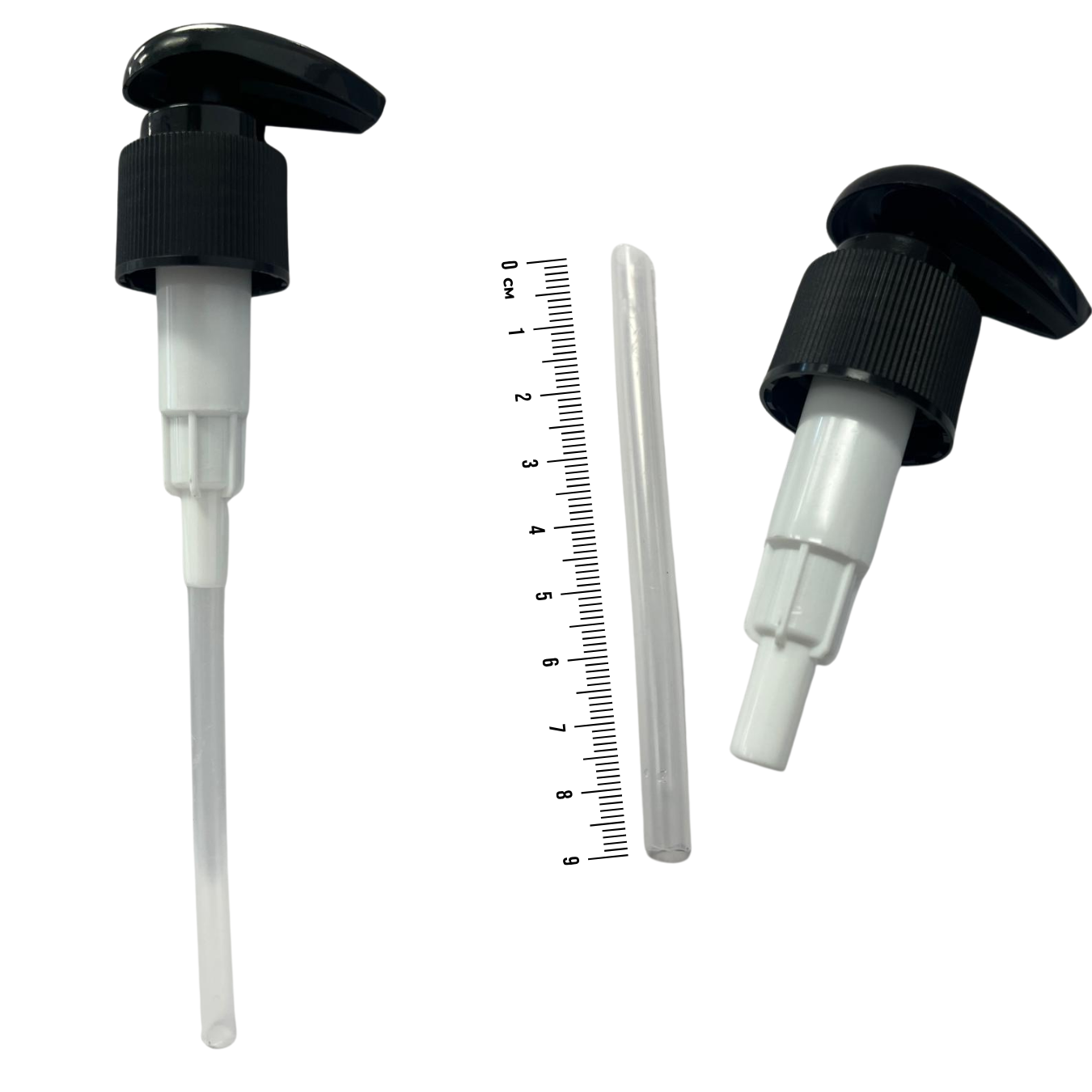 Distributeur de lotion à pompe noir avec verrouillage et tuyau de 10 cm (24-410) - Idéal pour flacon de 500 ml