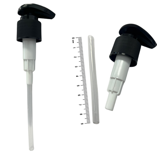 Distributeur de lotion à pompe noir avec verrouillage et tuyau de 10 cm (24-410) - Idéal pour flacon de 500 ml