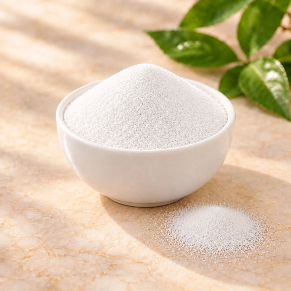 Container of Sodium Benzoate granular preservative for cosmetic and food formulations